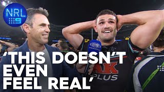 Nathan and Ivan Clearys emotional embrace derails Freddys interview  NRL on Nine [upl. by Trofmoc]