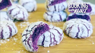 Ube Crinkle Cookies Fudgy Purple Yam with SoftBaked Center amp Crackled Texture  Cooking with Kurt [upl. by Yessej830]