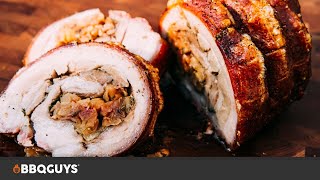 Smoked Pork Belly Porchetta Recipe  BBQGuys [upl. by Marcelo]