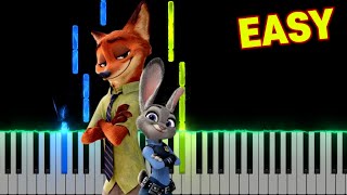 Zootopia  Try Everything  EASY Piano Tutorial [upl. by Oralee]