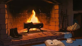 cozy fireplace with oldies playing in another room [upl. by Mars714]