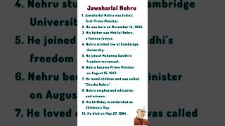 10 lines on Jawaharlal Nehru  Short Speech on Jawaharlal Nehru  Short Essay [upl. by Anaitat395]