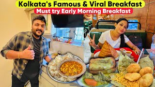 Kolkata’s Must Try Early Morning Viral Breakfast  Famous Veg Street Food in Kolkata [upl. by Anits117]