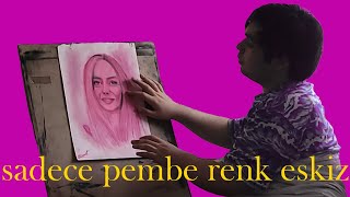 SADECE PEMBE RENK PORTRE ESKİZ CİZİMİ [upl. by Aracal]