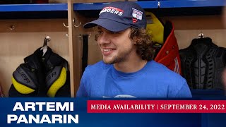 New York Rangers Artemi Panarin Media Availability  Sept 24 2022 [upl. by Odnarb]