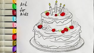 How To Draw A Birthday Present Cake Folding Surprise [upl. by Peursem]