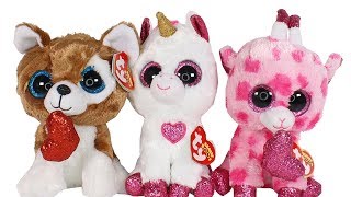 TY Beanie Boos Valentines Day 2019 Haul Unboxing Toy Review TY Beanie Boo Plush Valentine [upl. by Eanehs302]