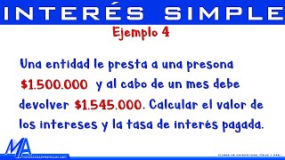 Interés simple  Ejemplo 4 [upl. by Wellesley]