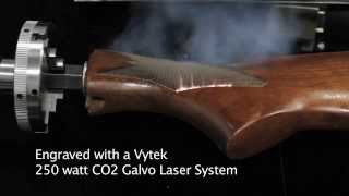 250 watt CO2 Galvo Laser System with Rotary Checkering Gunstock [upl. by Linette600]