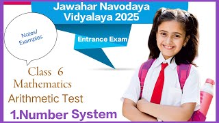 Jawahar Novadya Entrance Exam2025 Class 6 Arithmetic Test1Number System Notes [upl. by Slorac]