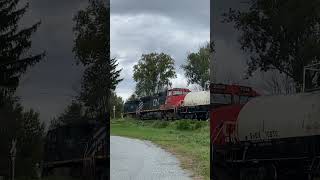 BC RAIL Leads CN M323 North at East Alburgh VT [upl. by Akimik]