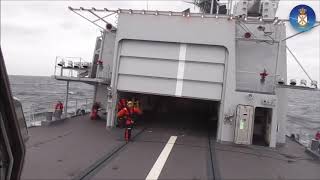 Belgian NH90 NFH landing and takeoff aboard the frigate quotLouiseMariequot F931 [upl. by Courtney]