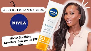 Nivea Sun UV Face Soothing Sensitive Cream SPF50  HOW TO USE  REVIEW [upl. by Aratihc871]