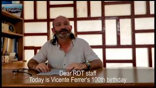 Moncho Ferrer addresses RDT staff on the 100th birth anniversary of Vicente Ferrer [upl. by Kimmi]