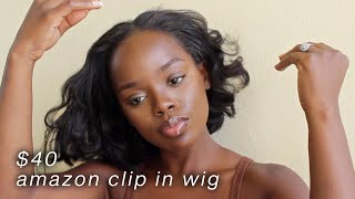 40 Amazon U Part Short Bob Human Hair Clip In Wig  Natural Real Hair Look With Minimal Leave Out [upl. by Akemaj]