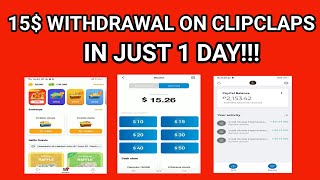 15 WITHDRAWAL ON CLIPCLAPS IN JUST 1 DAY NO HACK NO FARMING TRICKS LEGIT 100 ORGANIC [upl. by Eniamat]