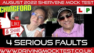 4 Serious Faults 2022 August Shervene Mock Test at Chingford DTC  Driving Test [upl. by Eremahs]