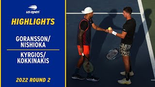 GoranssonNishioka vs KokkinakisKyrgios Highlights  2022 US Open Round 2 [upl. by Reeba]