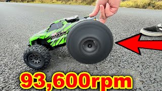 Traxxas MiniMaxx RC Car gets OverVolted 4x power [upl. by Adamec]