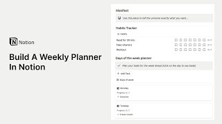 How to build a weekly planner in notion [upl. by Malaspina776]