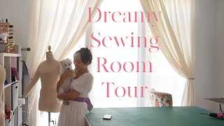 I Turned My Living Room Into A Chic but Classic Sewing Room Sewing and Embroidery Room Tour [upl. by Ecidna585]