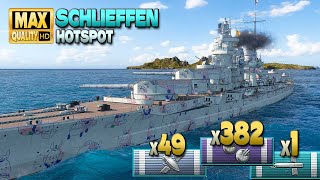 Battleship Schlieffen Good play on map Hotspot  World of Warships [upl. by Trilly]