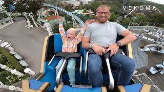 Luna the 2023 new Vekoma Family Boomerang Coaster at Liseberg amusement park in Gothenburg Sweden [upl. by Cahilly715]