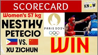 BOXING SCORECARD  NESTHY PETECIO vs Xu Zichun Philippines vs China 2024 Paris Summer Olympics [upl. by Nynnahs595]