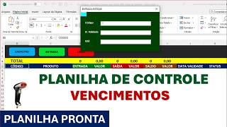 Planilha Excel de Controle de Vencimento de Produtos  PLANILHA PRONTA [upl. by Egarton]