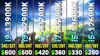 i9 13900K vs i9 12900K vs i7 13700K vs i7 12700K vs i5 13600K vs i5 12600K  RTX 4090 24GB [upl. by Nael]