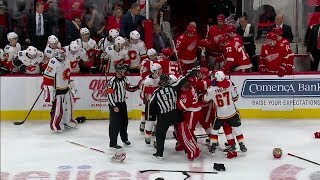 Gotta See It Chaotic bench brawl erupts between Flames and Red Wings [upl. by Lered488]