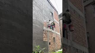 Construction process of cement mortar for brick exterior wall of bungalow [upl. by Leela]