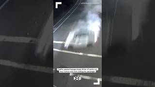 Traffic camera footage shows driver of sports car lose control and crash killing her passenger [upl. by Eatnod]