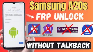 Samsung A20s FRP Bypass New Security  Without TalkBack Latest Method [upl. by Dnomasor]