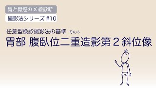 撮影法シリーズ10任意型検診撮影法の基準胃 腹臥位二重造影第2斜位像 [upl. by Ruthi]