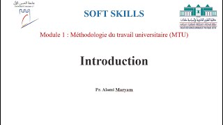 Méthodologie du travail universitaire MTU S1 Introduction [upl. by Forkey]