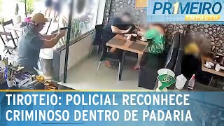 Policial reconhece bandido em padaria e os dois trocam tiros  Primeiro Impacto 011024 [upl. by Aerdnna]