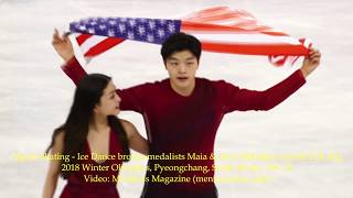 Maia amp Alex Shibutani unveil USA flag after winning ice dance bronze  2018 Winter Olympics [upl. by Sheelah]