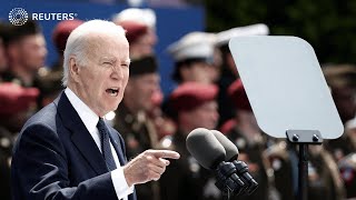 In DDay speech Biden says US wont abandon Ukraine  REUTERS [upl. by Macknair]