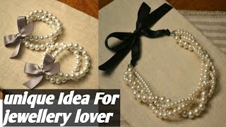 Beautiful Necklace Making Tutorial 🖤 DIY Pearl Necklace Handmade Jewellery 🖤🤍 [upl. by Shayna961]