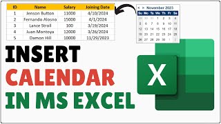 How to Insert Calendar in Excel [upl. by Zetneuq631]