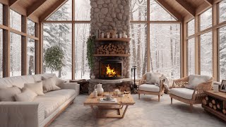 Snowy Forest Retreat for Sleeping  Cozy Fireplace Ambience for Ultimate Relaxation and Sleep Well [upl. by Oag115]