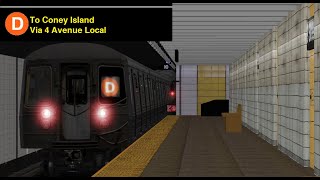 OpenBVE D Norwood205 Street To Coney Island R68Late Night [upl. by Ennaitsirk]