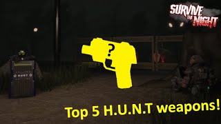 Roblox Survive The Night  5 best weapons In my opinion [upl. by Anaujait849]