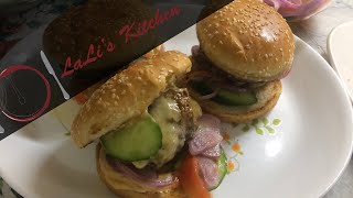 How to make Beef Cheese Burger بیف چیز برگر Lalis KitchenLalisKitchen [upl. by Samaj169]