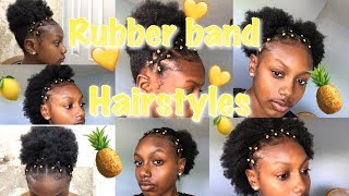 HOW TO 5 RUBBERBAND HAIRSTYLES ON NATURAL HAIR TUTORIAL [upl. by Arbe]