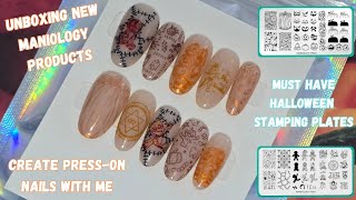 Unboxing Maniologys New Stamping Plates Create Halloween PressOn Nails with Me [upl. by Liscomb813]