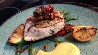 Pan seared Red Snapper saffron rémoulade caponata [upl. by Nnaeinahpets198]