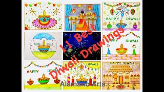 Diwali Drawing Easy  Happy Diwali Drawing  Diwali Night Drawing Diwali Poster  Diwali festival [upl. by Aisila269]