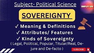 Sovereignty Meaning Attributes and Kinds  Political Science  Simplify law [upl. by Anny]